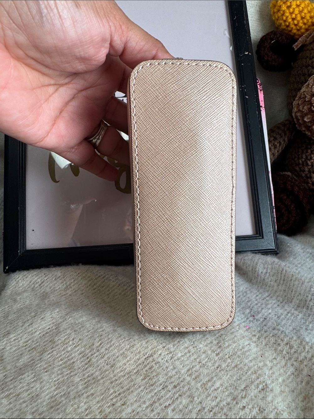 Michael Kors Metallic Rose Gold Saffiano Cosmetic Pouch - Picture 4 of 4